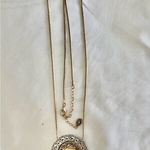 Vintage Gold and Silver Layered Pendant Necklace
